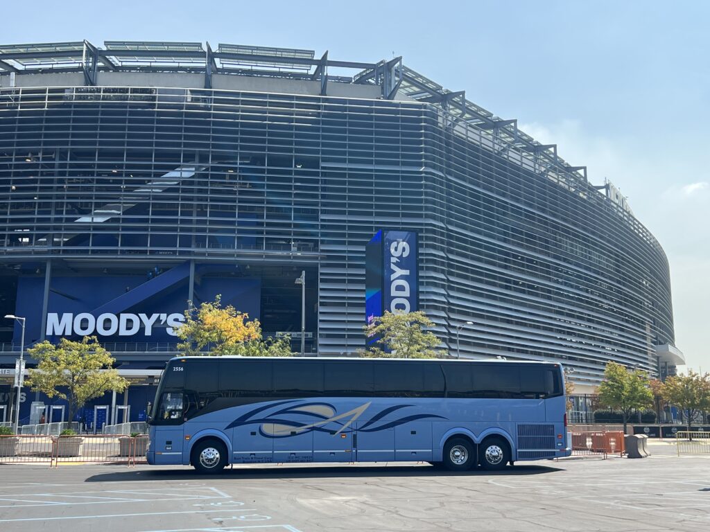 Best Trails & Travel charter bus outside Met Life Stadium